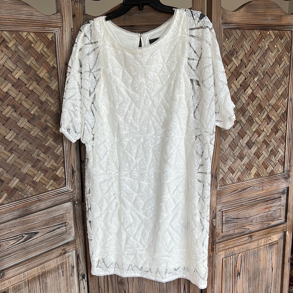 White Sequin DRESS by Vera Wang Cocktail Dress